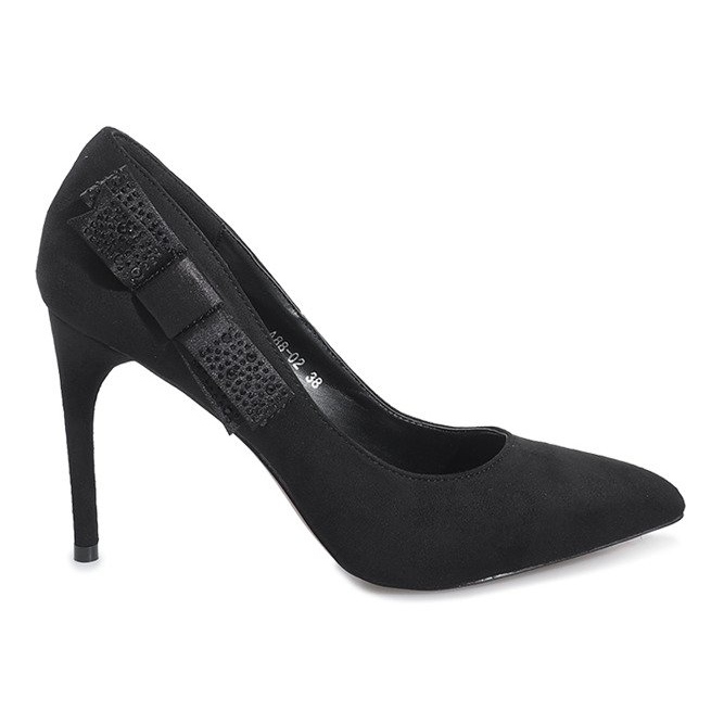 Tacchi alti neri con fiocco bordeaux nero