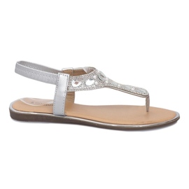 Sandali flat argento con diamanti Larissa grigio