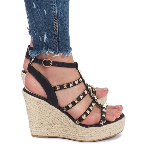 Sandali con zeppa neri delle espadrillas Mood nero