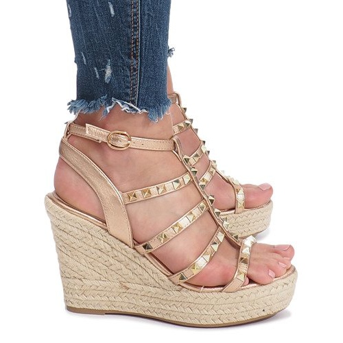 Sandali con zeppa champagne Espadrillas Mood d'oro