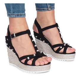 Sandali con zeppa neri delle espadrillas Chillin nero