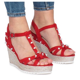 Sandali rossi con zeppa Espadrillas Chillin rosso