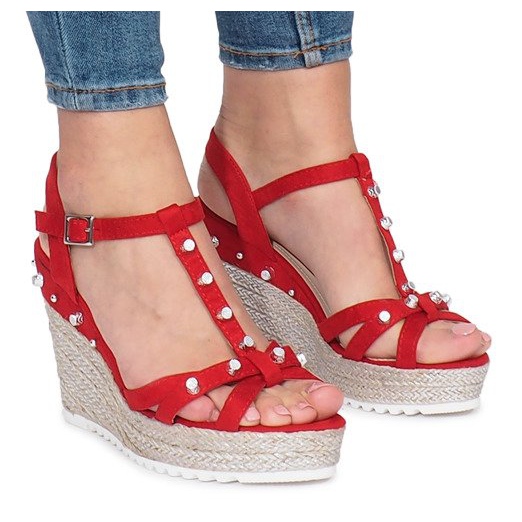 Sandali rossi con zeppa Espadrillas Chillin rosso