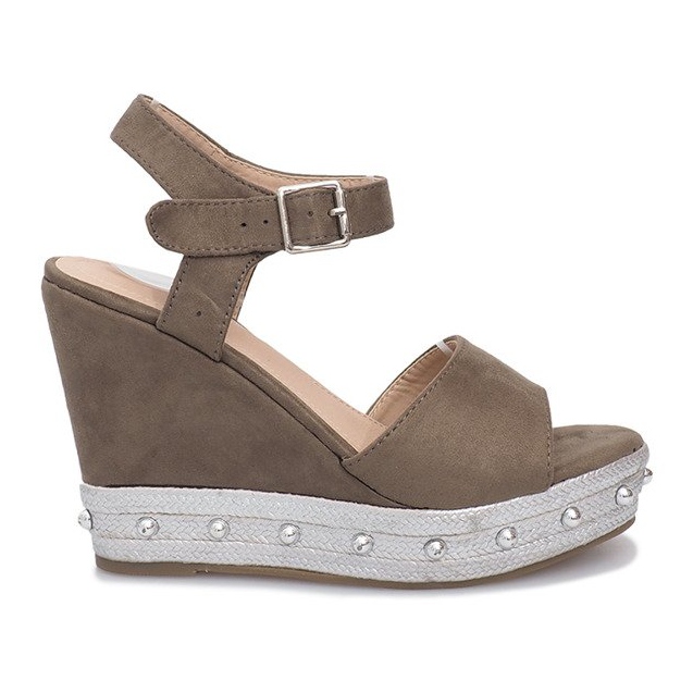 Sandali con zeppa verde da viaggio multicolore