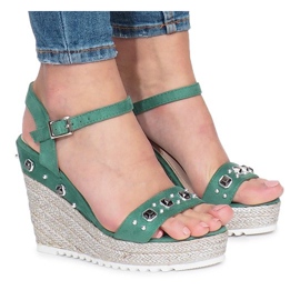 Sandali verdi sulla zeppa Glam Shine verde