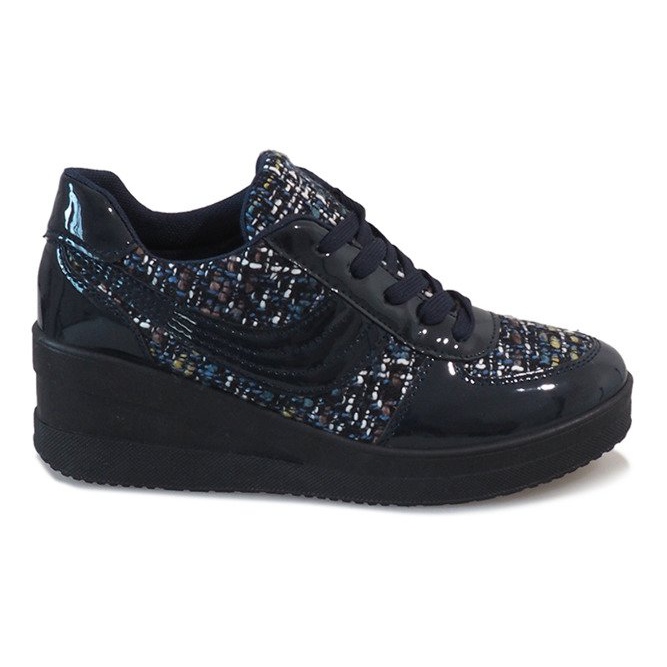 Sneakers blu navy sulla zeppa BKA-113