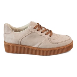 Creepers con lacci beige 7-K3568B
