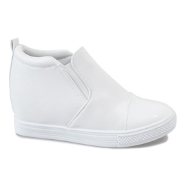 Sneakers bianche sulla zeppa DD409-2 bianco