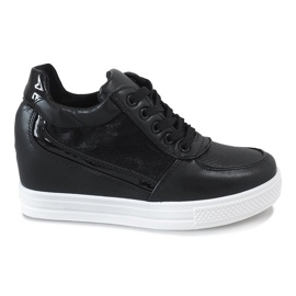 Sneakers nere con zeppa con laccio MY562 nero