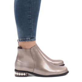 LEI-189 stivali argento con perle grigio