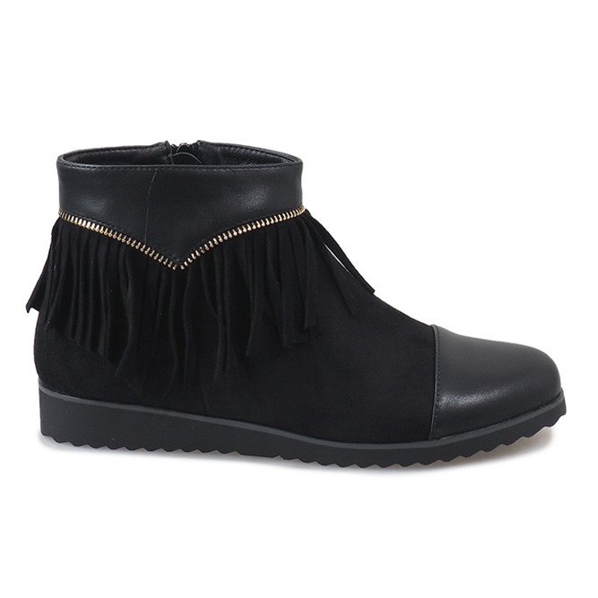 Stivali neri con frange di boho TL-19 nero