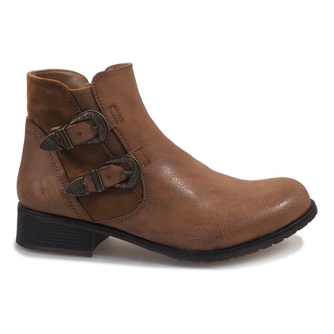 Stivaletti cammello con fibbie 2993 marrone