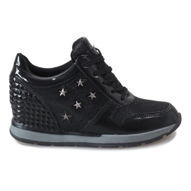 Sneakers nere con zeppa con stelle BM1915-3 nero