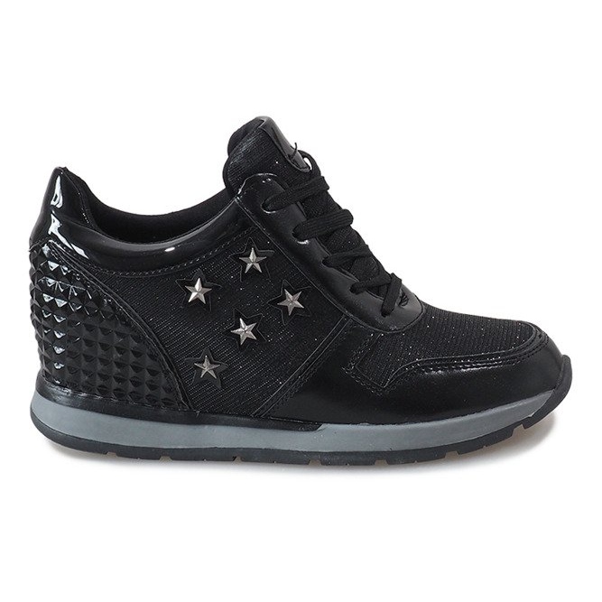 Sneakers nere con zeppa con stelle BM1915-3 nero