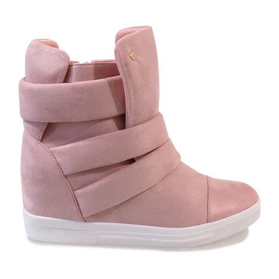 Sneakers rosa con zeppa H6508-11