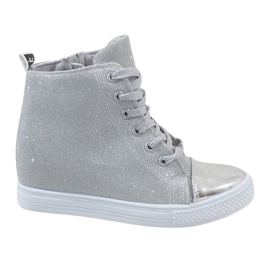 Sneakers argento sulla zeppa DD385-2 grigio
