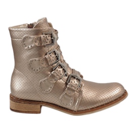 Stivali dorati con fibbie CLS-57 d'oro