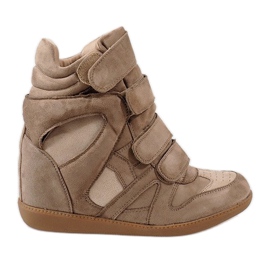 Sneakers con zeppa cammello H6601-32 marrone