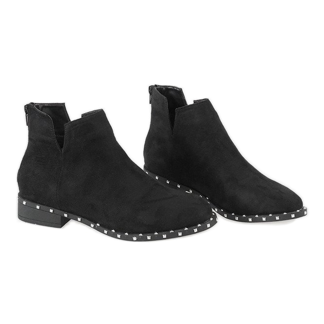 Stivali in camoscio nero con borchie 3283-1