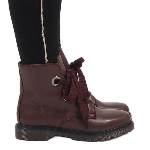 Kayla Shoes Stivaletti allacciati bordeaux PF276 rosso