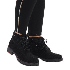Stivaletti in camoscio nero con paillettes 1013