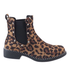 Stivali imbottiti leopardati con borchie HQ921 multicolore