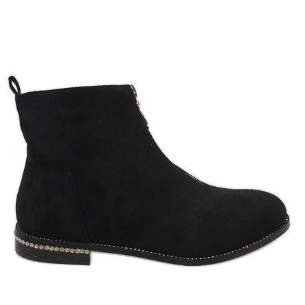 Stivaletti in camoscio nero con cerniera LL6300