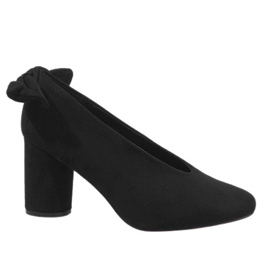 Décolleté in camoscio nero sul post LL-93P Schwarz
