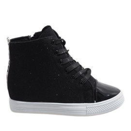 Sneakers nere sulla zeppa DD385-4 nero