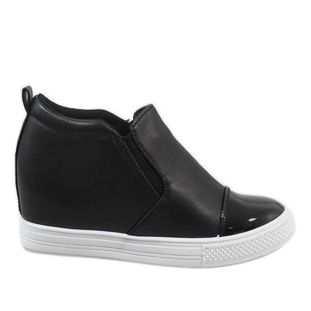 Sneakers nere sulla zeppa DD409-4 nero
