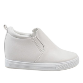 Sneakers bianche sulla zeppa DD384-2 bianco
