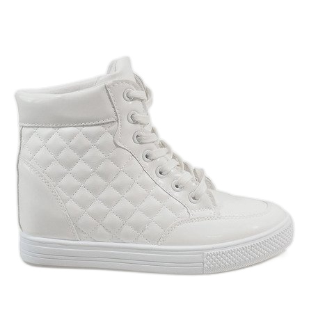 Sneakers bianche con zeppe trapuntate DD478-2 bianca