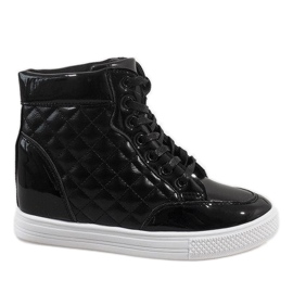 Sneakers nere con zeppa trapuntata DD478-1 nero