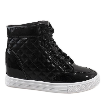 Sneakers nere con zeppa trapuntata DD478-1 nero