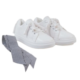 Sneakers bianche con frange HS713-9 bianco