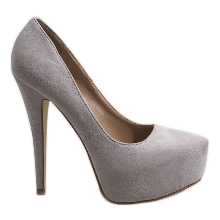 Plateau in camoscio grigio su tacco LE107A