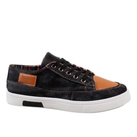 Sneakers da uomo in denim nero A9501