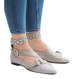 Slip-on grigie con borchie B12-8 rosa