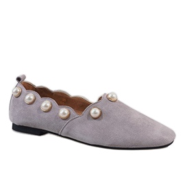 Ballerine nere con perle 588C-12A grigio
