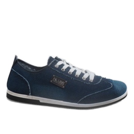 Sneakers da uomo in denim nero A9501 blu navy