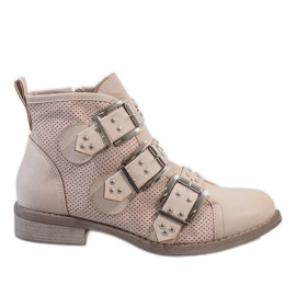 Stivali beige con borchie 8921