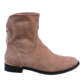 Stivali in camoscio rosa con cerniera J905