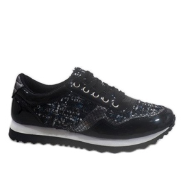 Sneakers sportive nere con zeppa R-41 nero