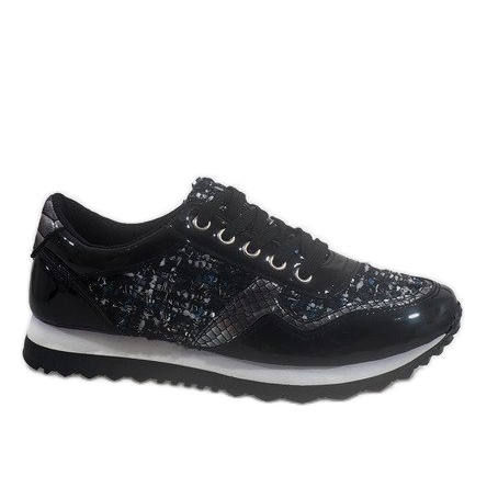 Sneakers sportive nere con zeppa R-41 nero