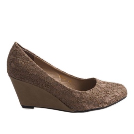 Décolleté con zeppa color kaki 999-32 cachi