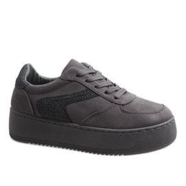 Sneakers grigie sulla piattaforma B318-21 grigio