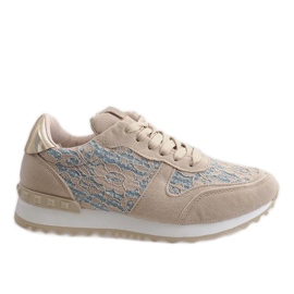 Sneakers beige con laccio G-100
