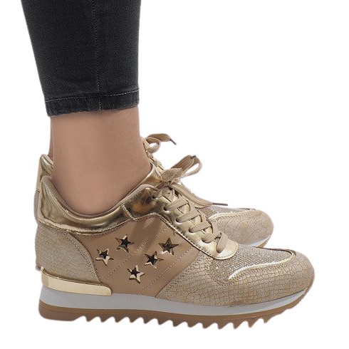 Sneakers dorate sulla zeppa G-127 d'oro
