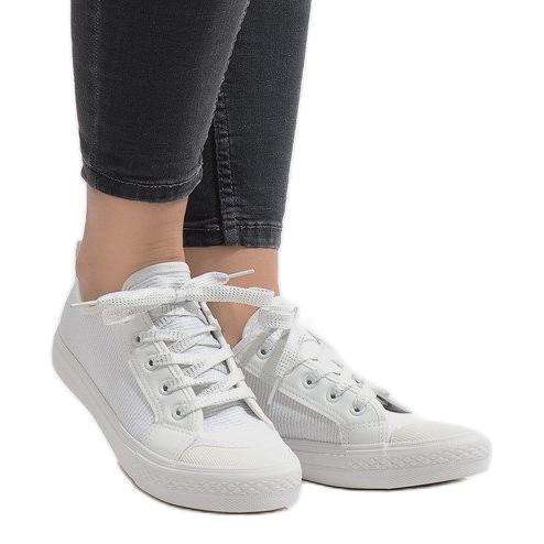 Sneakers bianche glitterate BOK-1138 bianca