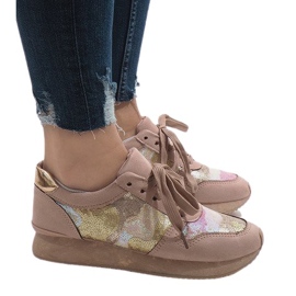 Sneakers sportive rosa con zeppa T025